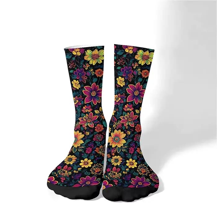 Chaussettes tricotées vintage fun floral pour hommes