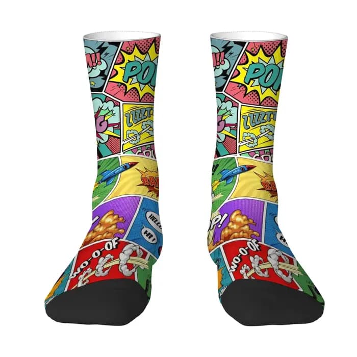 Chaussettes pour hommes à imprimé pop art cartoon