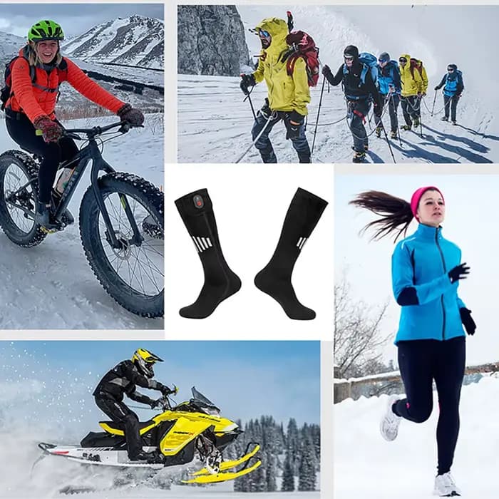 Chaussettes chauffantes avec boîte à piles Anti-froid pour hommes