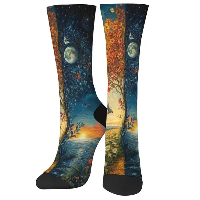 Jour et nuit art peinture chaussettes rue Hip-Hop Style nouveauté drôle hommes