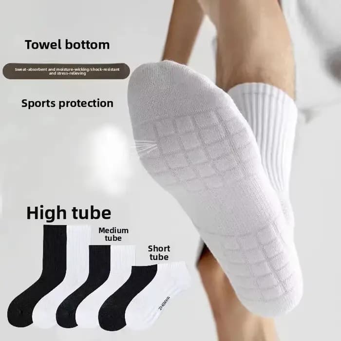 Chaussettes de sport respirantes et absorbant la sueur à fond épais pour hommes avec coussin inférieur pour la course à pied chaussettes de sport professionnelles pour hommes