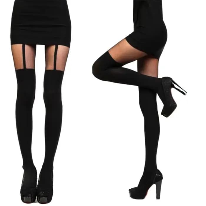 Collants noirs sexy pour femmes, effet porte-jarretelles, au-dessus du genou, nouvelle mode, pour soirées et clubs, cadeaux