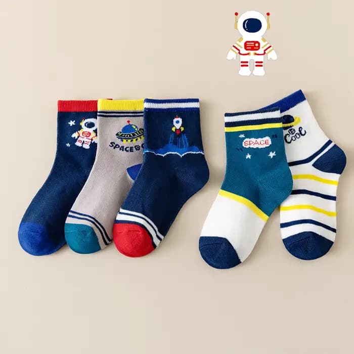 5/10 paires de chaussettes mi-mollet pour enfants, chaussettes de sport Planet, chaussettes de sol, pour le printemps, l'été, l'automne et l'hiver, pour garçons
