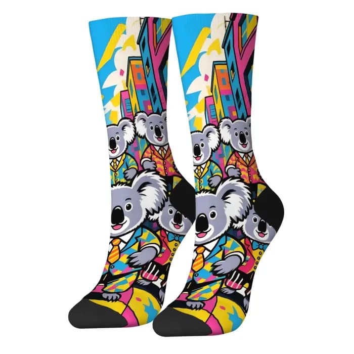 Pop Cartoon Happy Koala Chaussettes pour hommes Nouveauté