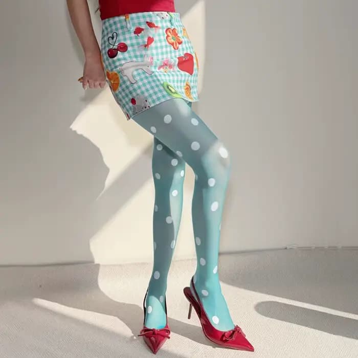 Collants à pois pour femmes 30D ultra fins translucides