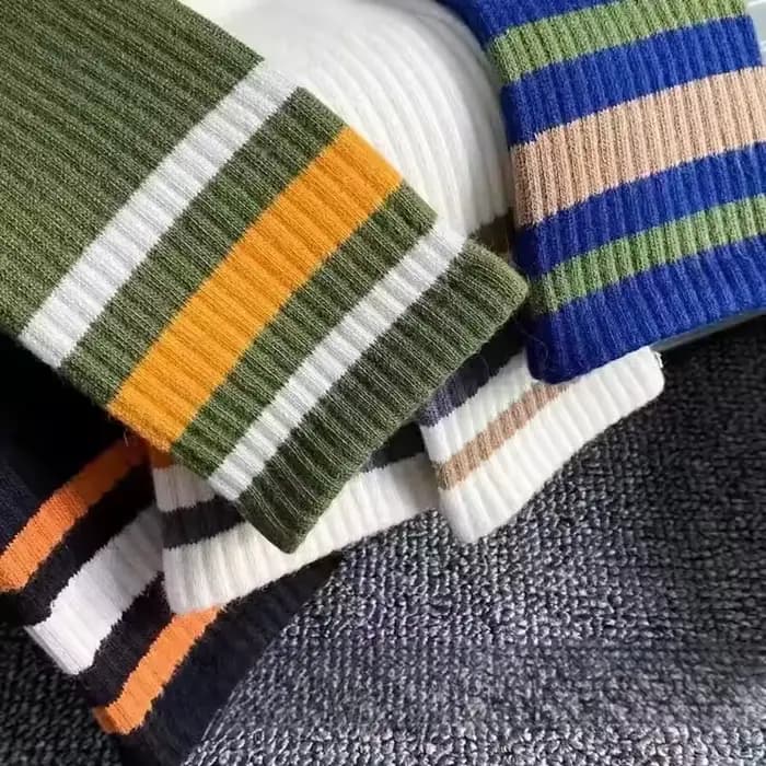 5 paires de chaussettes décontractées à rayures colorées pour hommes
