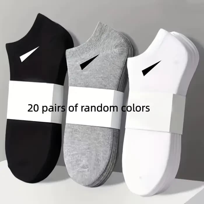 Lot de 20 paires de chaussettes de sport neutres noires et blanches