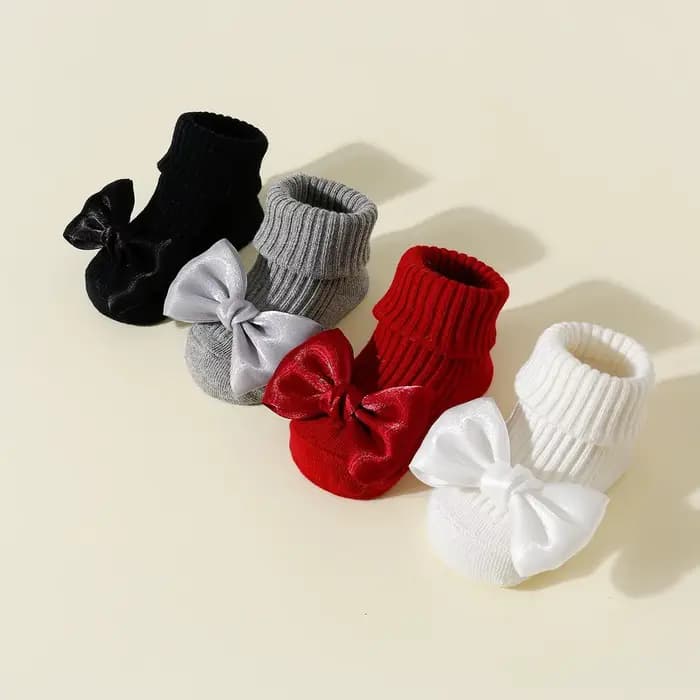 Chaussettes antidérapantes pour bébé avec de jolis nœuds