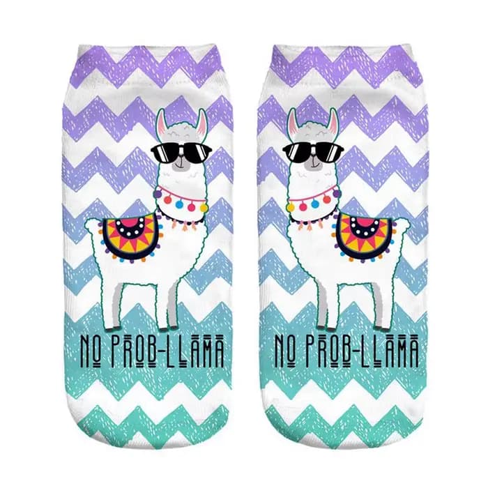Impression 3D joyeux alpaga femmes chaussettes Unixex Invisible Sokken magique Cool mouton Art nouveauté cadeau livraison directe