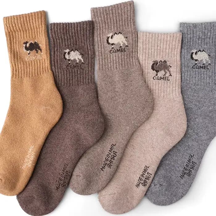 5 paires de chaussettes épaisses imprimé chameau pour hommes