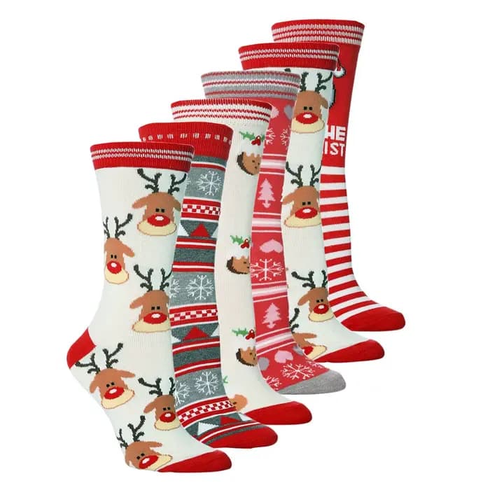 1 paire de chaussettes de noël en forme d'élan pour femmes et hommes