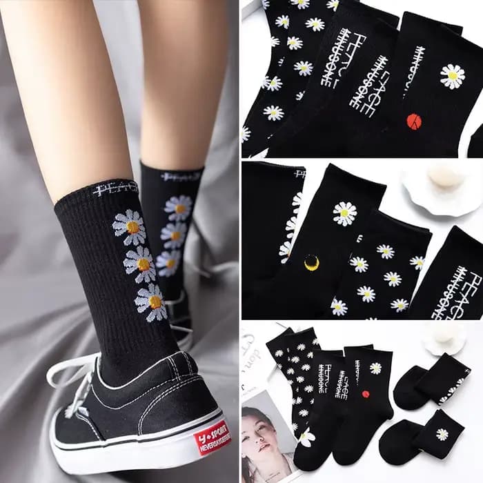 Femmes corée chaussettes drôles chaussettes longues noir Cool chaussettes Harajuku Hip Hop coton Skateboard chaussettes hommes nouvelle tendance marguerite chaussettes hommes