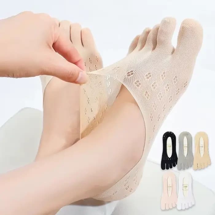 3/5 paires de chaussettes à bout ouvert pour femmes, respirantes, ultra-fines, élastiques, invisibles, simples et confortables, pour l'été.