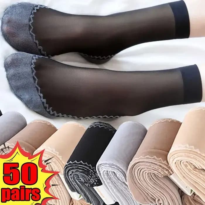 InjVelvet-Chaussettes courtes en dentelle élastique pour femme