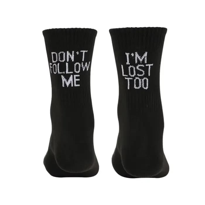 Livraison directe automne hiver hommes drôle Harajuku Humor mot imprimé chaussettes créatif Hip Hop rue Skateboard unisexe équipage heureux chaussette