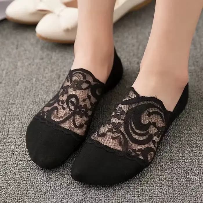 Nouvelles femmes chaussettes pantoufles anti-dérapant respirant mignon dentelle