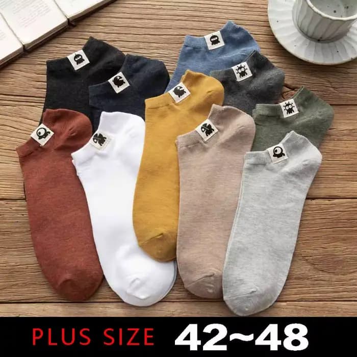 Chaussettes pour hommes, grandes tailles, respirantes, à la cheville, courtes, mignonnes, joyeuses Calcetines, désodorisantes, coupe basse, Bigfoot, tailles 44 45 46, EU 42-48