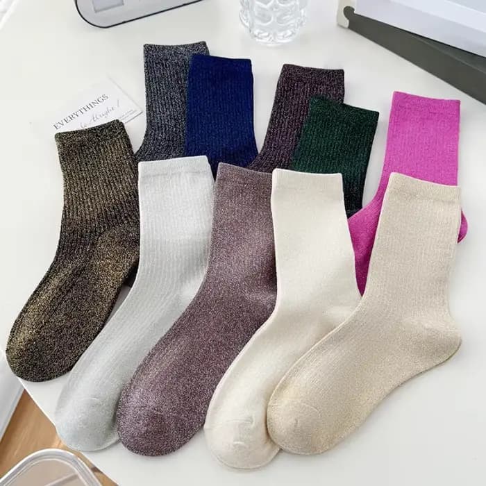 1 3 5 paires de chaussettes rayées en fil métallique pour femmes