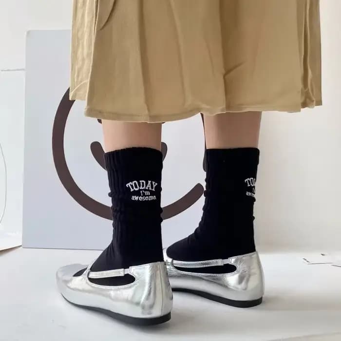 Chaussettes mi-tube en coton avec lettre brodée pour hommes et femmes