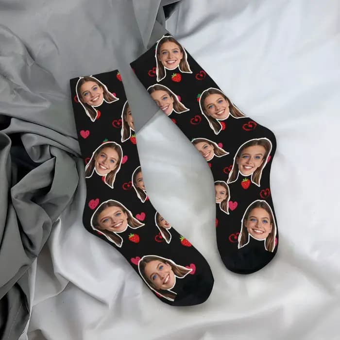 Chaussettes avatar personnalisées pour femmes, chaussettes avec photo personnalisée, chaussettes avec image personnalisée, cadeaux personnalisés