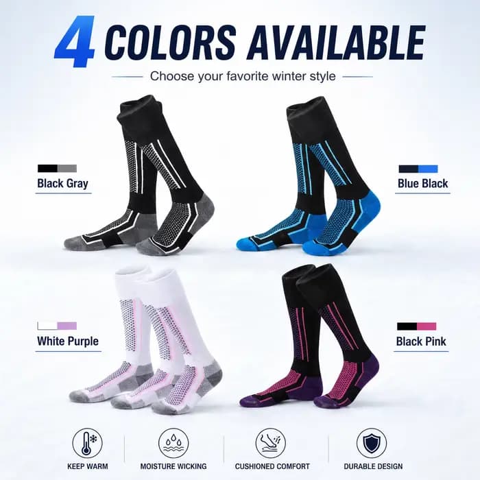 Chaussettes de ski thermiques à compression pour l'hiver