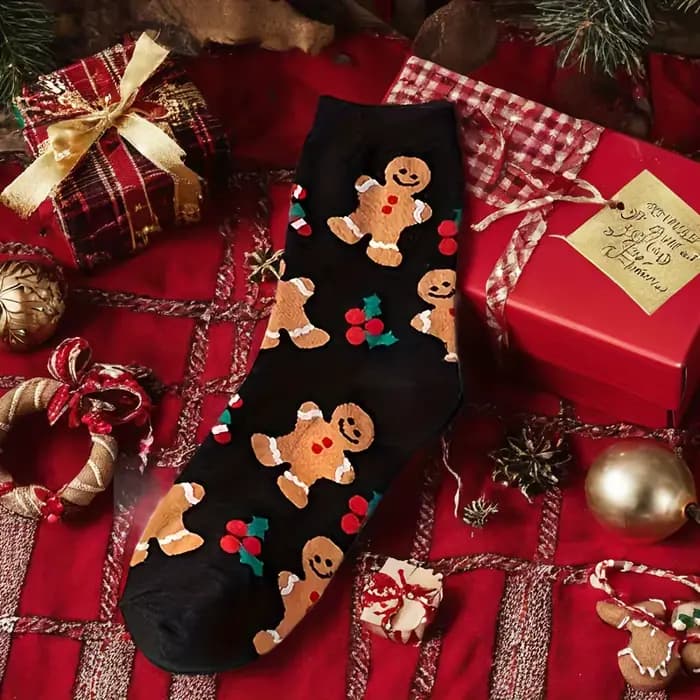 Chaussettes de noël hiver chaud pain d'épice homme