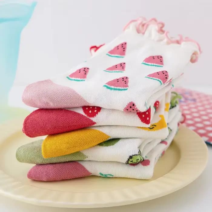 Chaussettes rigolotes en coton à volants pour femmes