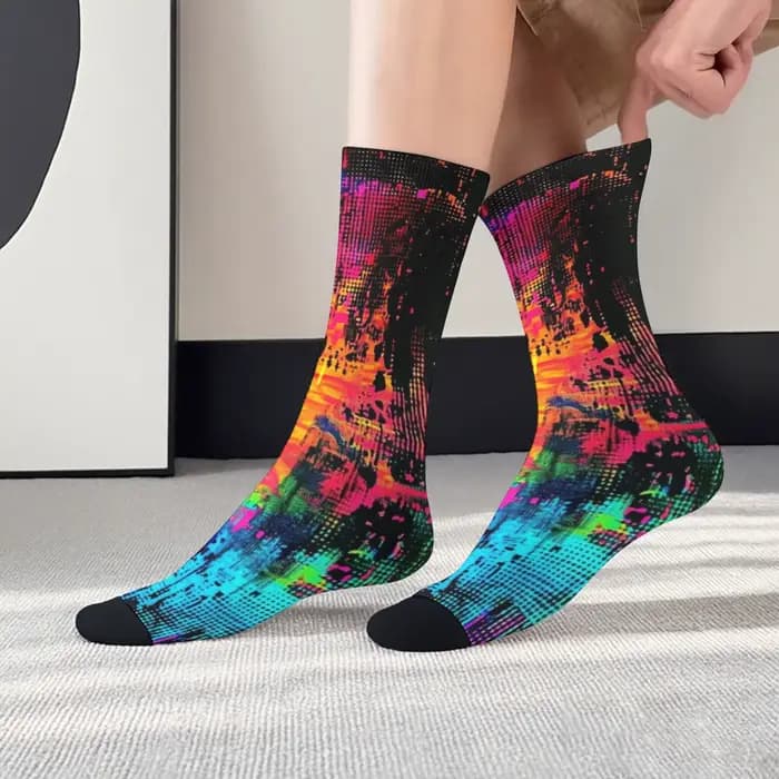 Chaussettes pour hommes Cyberpunk à effet encre éclaboussée