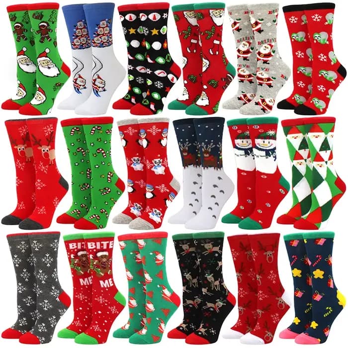 Chaussettes de noël colorées en coton pour femmes et hommes
