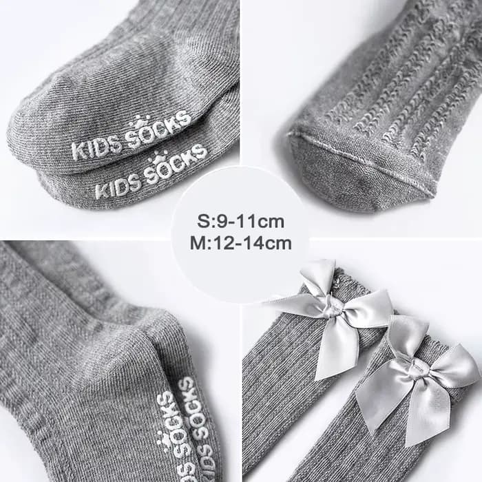Chaussettes à nœuds pour bébé fille, en coton, longues, à rayures, mignonnes, de noël, hautes, princesse