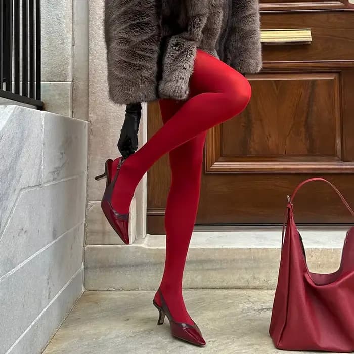 TARUXY collants rouges femmes hiver voir à travers la Lingerie mince