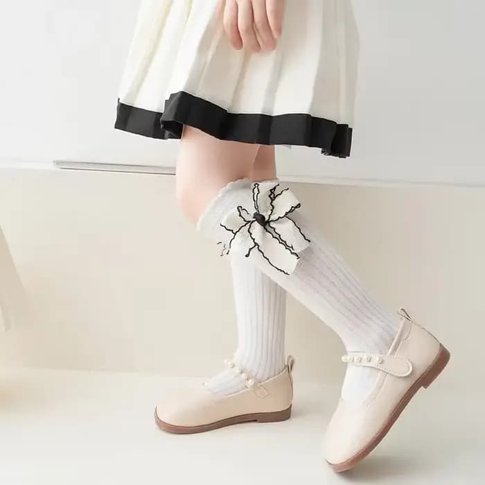 Bas Lolita Kawaii noir blanc pour fille