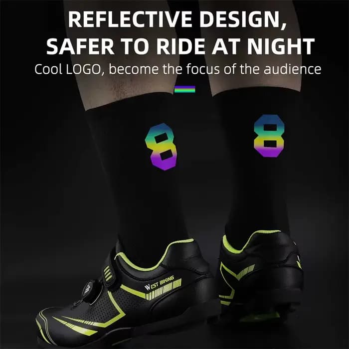 WEST BIKING Chaussettes de sport pour cyclisme, unisexes, en nylon, respirantes, absorbant la transpiration, chaussettes numériques colorées et réfléchissantes, équipements de vélo