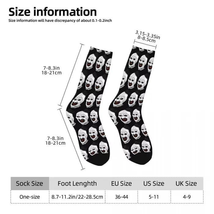 The Terrifier Art The Clown chaussettes bas drôles adultes hommes doux respirant