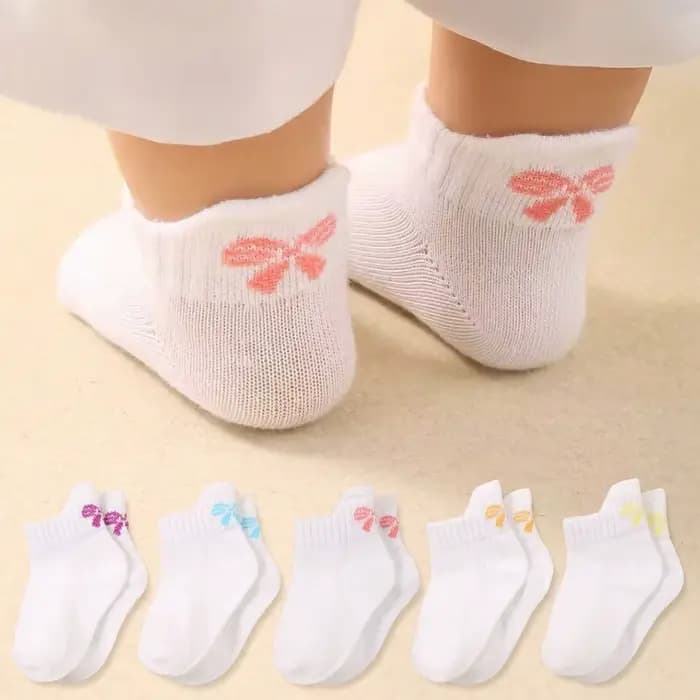 5 paires/ensemble de chaussettes blanches pour bébé