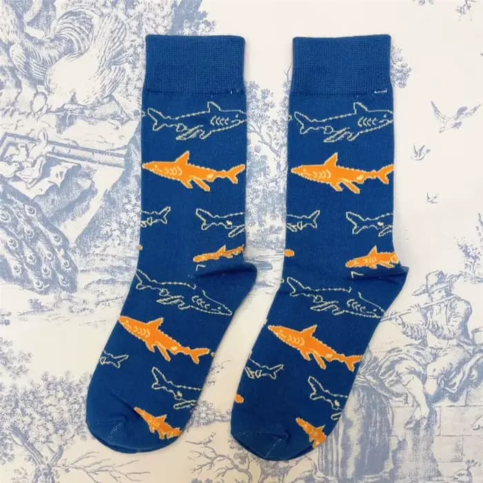 1 paire de chaussettes unisexes grand requin blanc