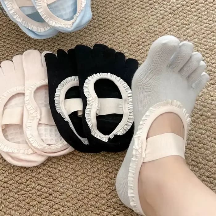 Chaussettes de Yoga antidérapantes à cinq orteils pour femmes