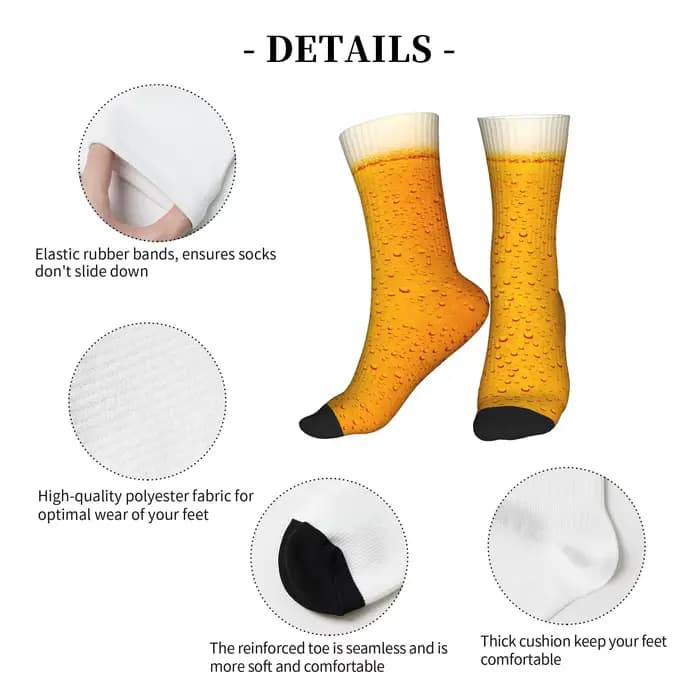 Chaussettes unisexes pour hommes avec motif de bulles de bière