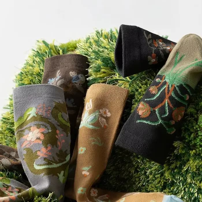 Chaussettes mi-mollet fines à motif floral style rétro français pour femmes et jeunes filles