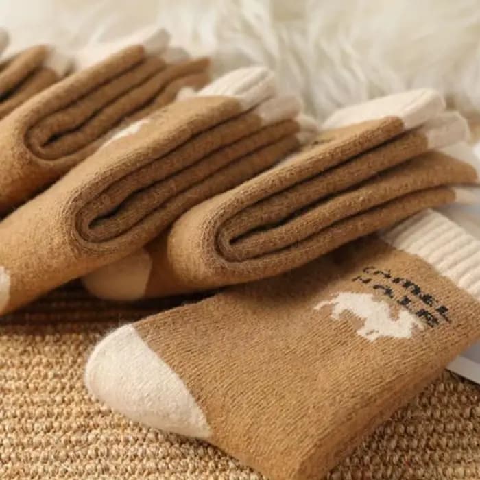5 paires de chaussettes chaudes en poils de chameau pour hommes et femmes