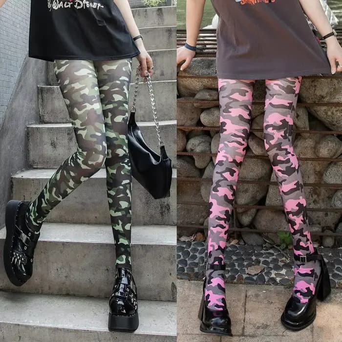 80D collants Camouflage imprimé pied-bas collants automne hiver japonais imprimé léopard bas Sexy femmes collants