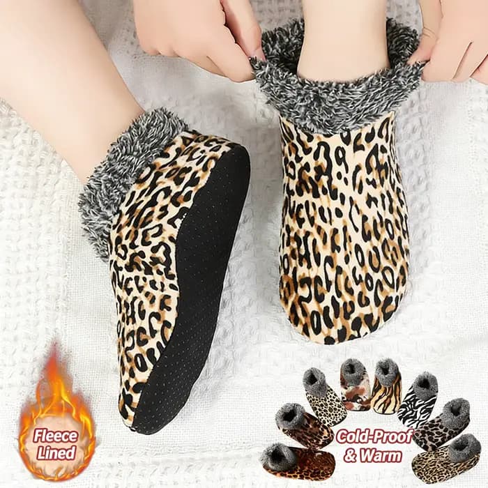 Chaussettes de sol imprimées léopard pour hommes et femmes