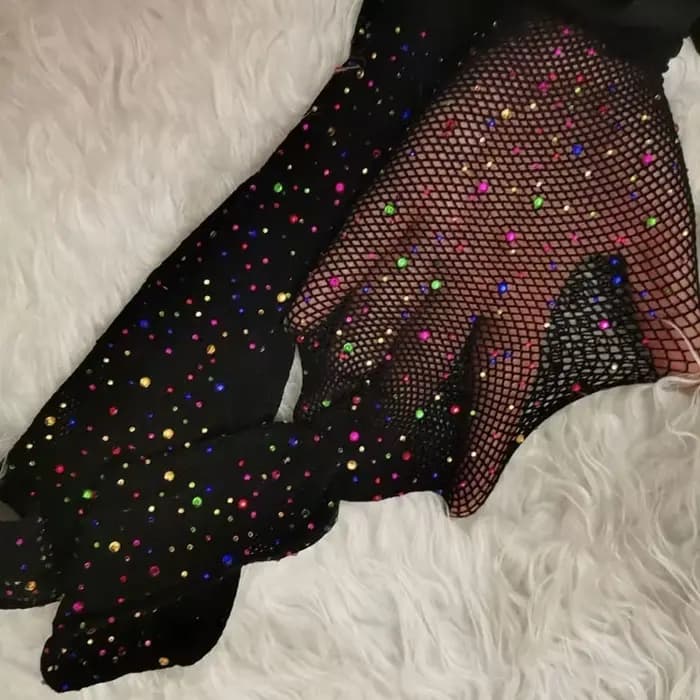 Résille diamant collants femmes mode brillant Net