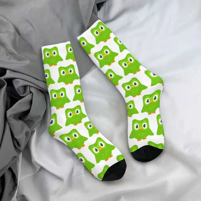 Duolingo hibou Duo chaussettes Harajuku bas Super doux toutes saisons