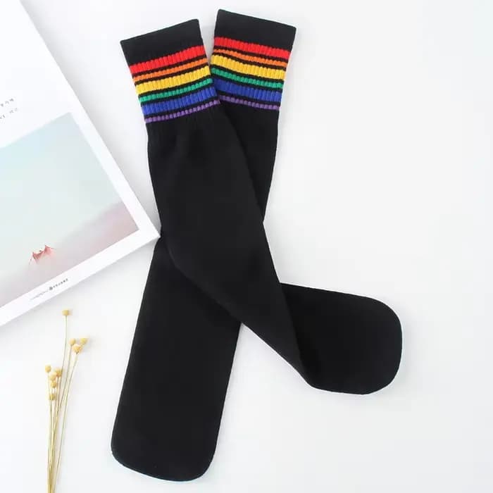 Chaussettes hautes en coton pour enfants, longues jambes, rayures, colorées, sport, football, école, skate, tube, chaud, garçons, filles, enfants