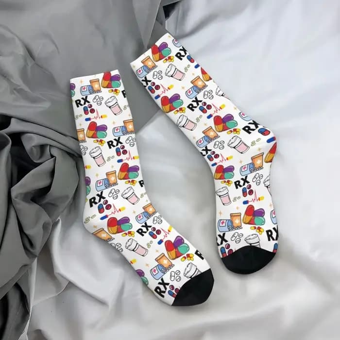Chaussettes RX à motifs de pilules de pharmacie