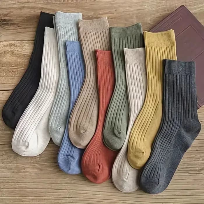 1/5/10 paires de chaussettes rayées de couleurs mélangées