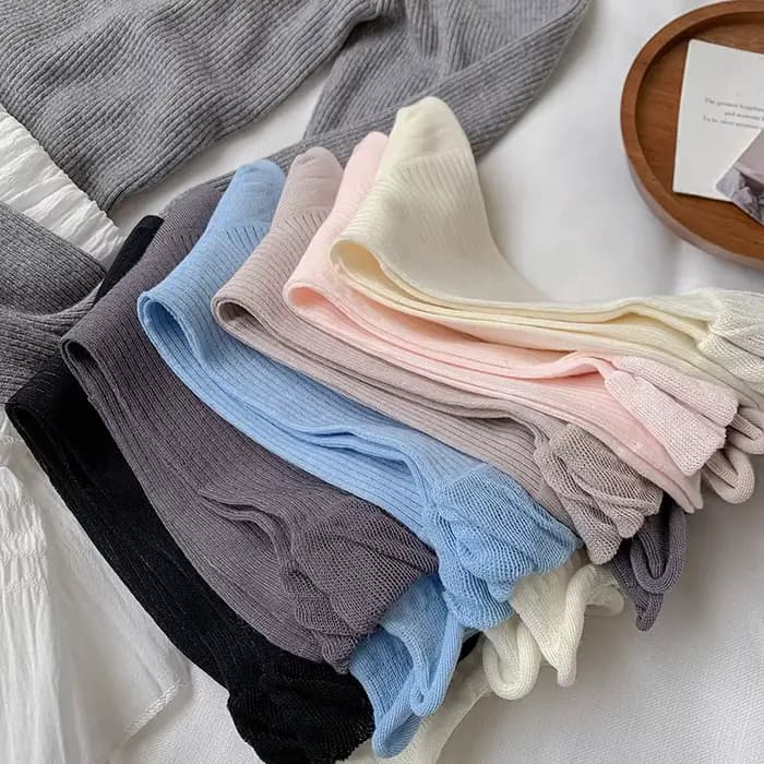 Chaussettes en coton monochromes pour femmes, respirantes, fines, longues, simples, femmes, filles, mode, printemps, été, nouveau