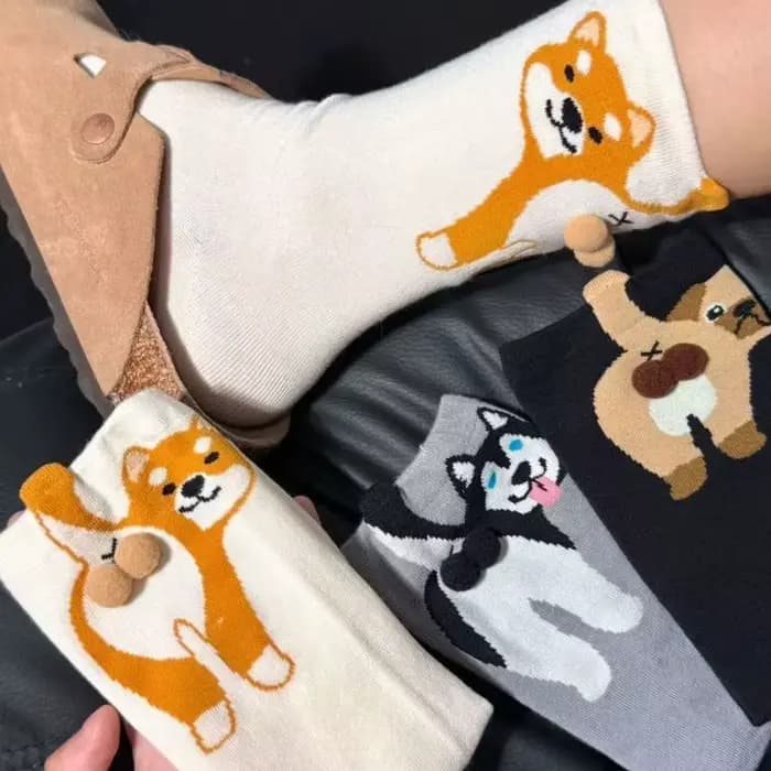Chaussettes de Couple en forme d'œuf de chat de dessin animé