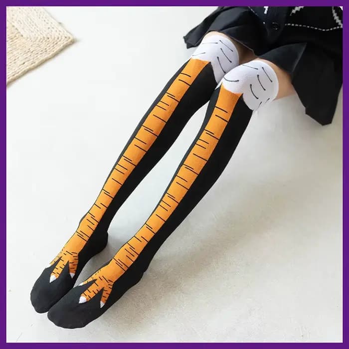 Hommes femmes drôle 3D poulet chaussettes imprimer dessin animé Cosplay haute flexibilité cuisse
